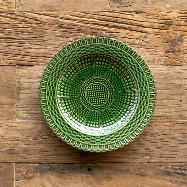Green Glazed Basketweave Dinner Plate Birch Lane
